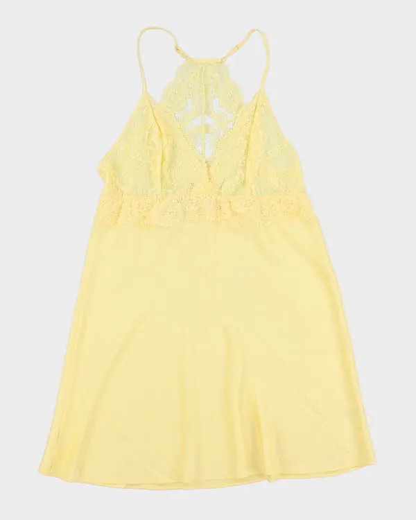 Y2k 00s La Vie En Rose Yellow Slip Dress - L sold by Rokit