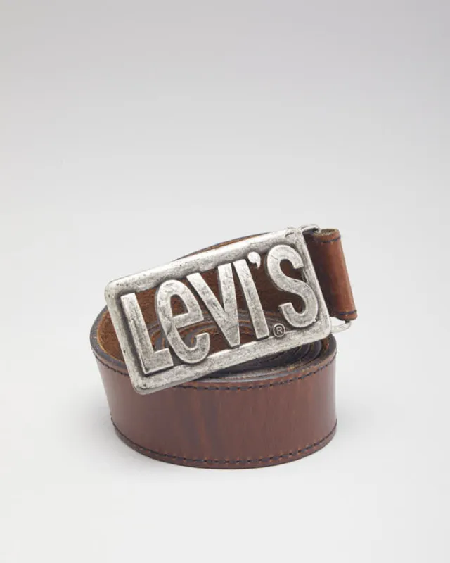 Vintage Levi's Brown Leather Belt -  W33 - W40 sold by Rokit