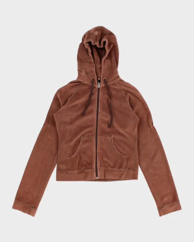 Lululemon Brown Velour Hooded Track Sweatshirt - S sold by Rokit