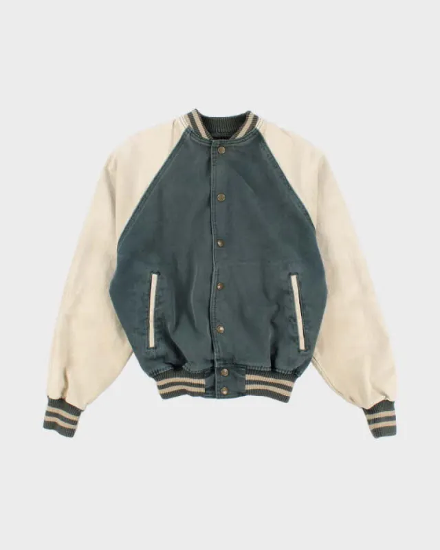 Vintage 90s Denim Varsity Style Bomber - XS sold by Rokit