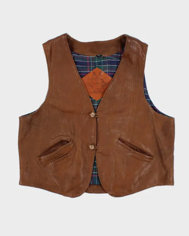 Vintage Willis & Geiger Brown Leather Hunting Vest - L sold by Rokit