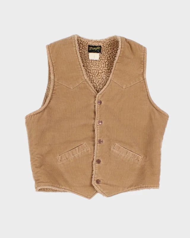 Vintage 80s Wrangler Fleece Lined Corduroy Vest - M sold by Rokit