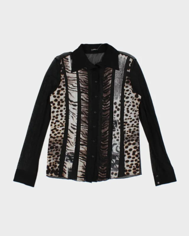 Y2k 00s Mesh Animal Print Shirt - M sold by Rokit
