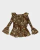 Y2k 00s Allison Taylor Leopard Ruffle Top - L sold by Rokit