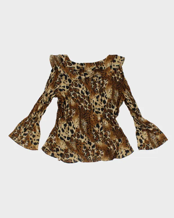 Y2k 00s Allison Taylor Leopard Ruffle Top - L sold by Rokit product image thumbnail 2