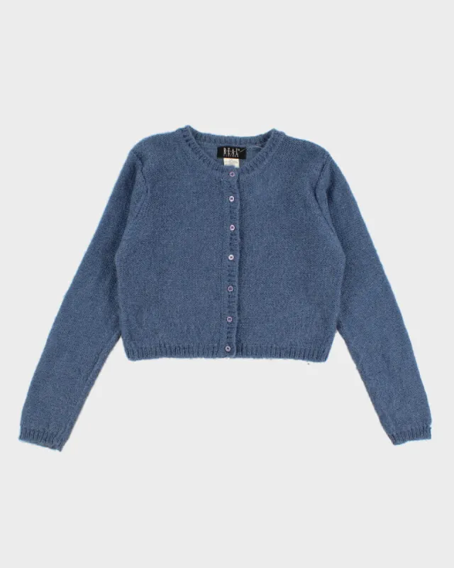 Vintage 90s Wool Blend Blue Cardigan - L sold by Rokit