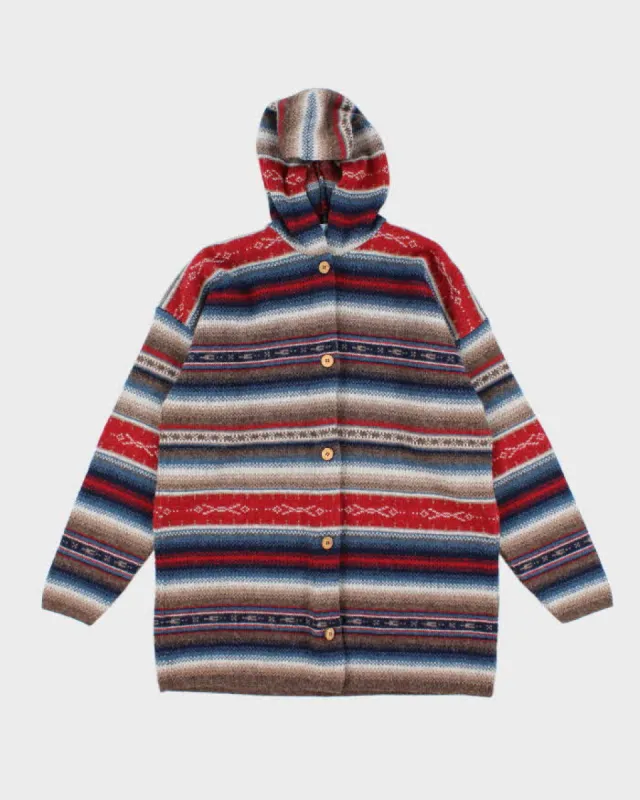 Vintage Men's Patterned Hooded Cardigan - L sold by Rokit