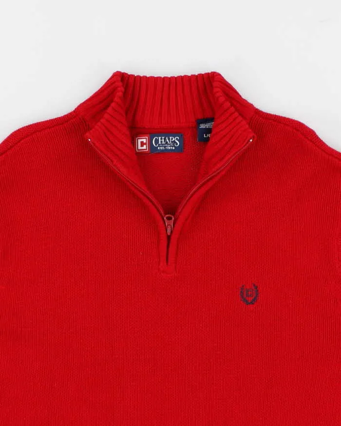 00s Chaps Red Quarter Zip Knit Jumper - L sold by Rokit product image thumbnail 3
