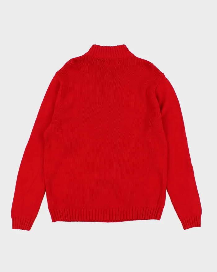 00s Chaps Red Quarter Zip Knit Jumper - L sold by Rokit product image thumbnail 2
