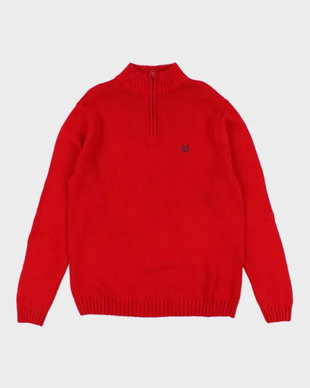 00s Chaps Red Quarter Zip Knit Jumper - L sold by Rokit
