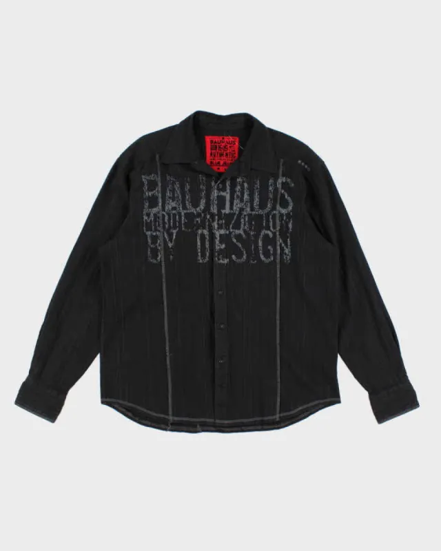 Mens Bauhaus Denim Co Black Print Shirt - L sold by Rokit