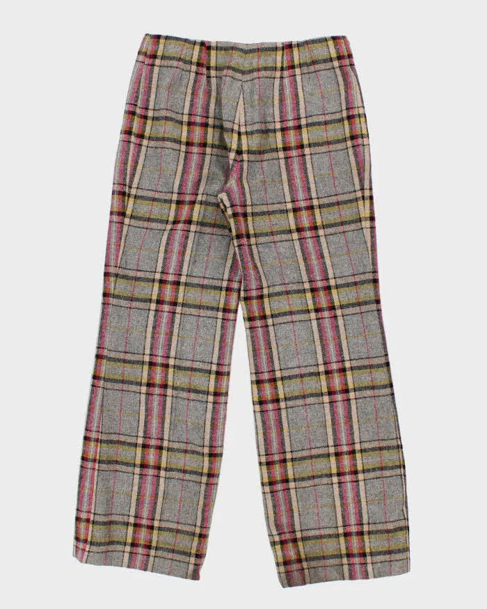 Womens Grey and Pink Plaid Wool Straight Leg Trousers - M sold by Rokit product image thumbnail 2