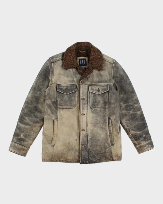 Vintage Mens Green Gap Fleece Lined Leather Jacket - S sold by Rokit