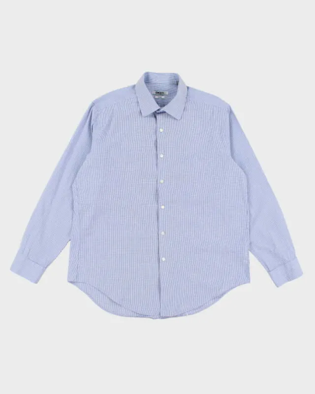 Men's DKNY Blue Checked Button Up Shirt - M sold by Rokit
