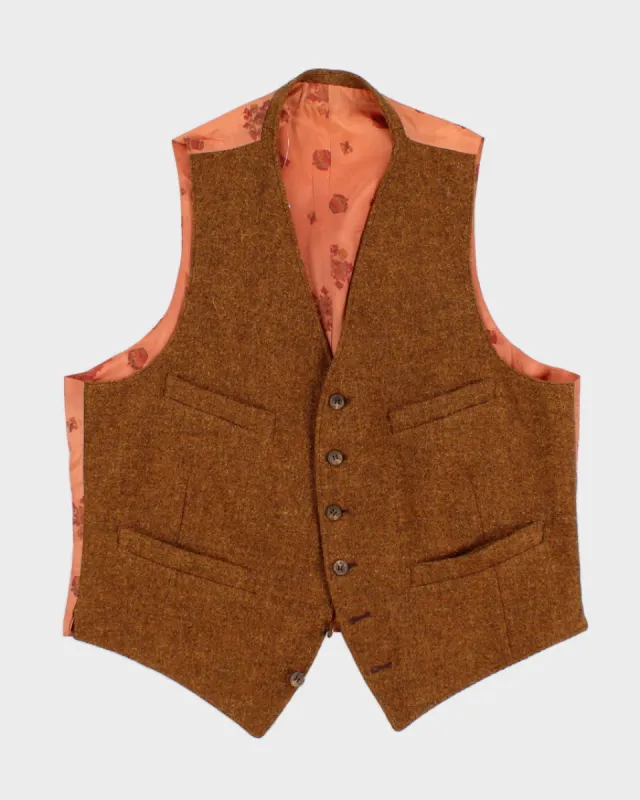 Men's Tan Tweed Waistcoat - M sold by Rokit