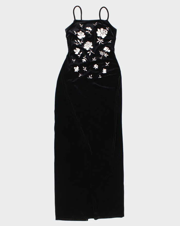 Vintage 90s/00s Floral Embroidered Velvet Dress - S sold by Rokit