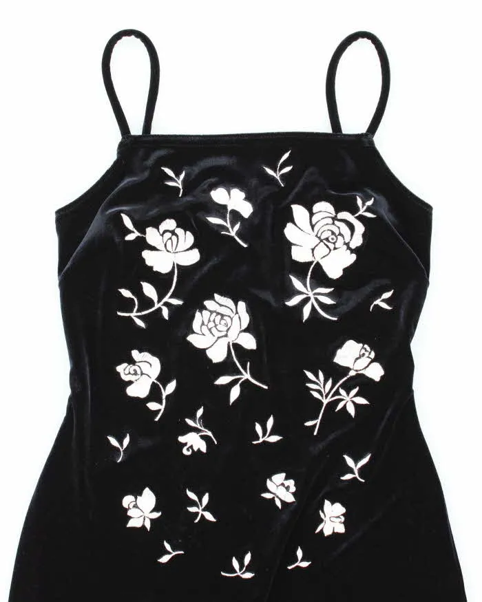 Vintage 90s/00s Floral Embroidered Velvet Dress - S sold by Rokit product image thumbnail 3
