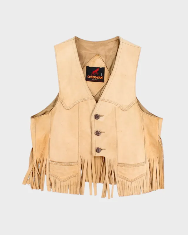 Vintage Cordovan Leather Fringe Vest - S sold by Rokit