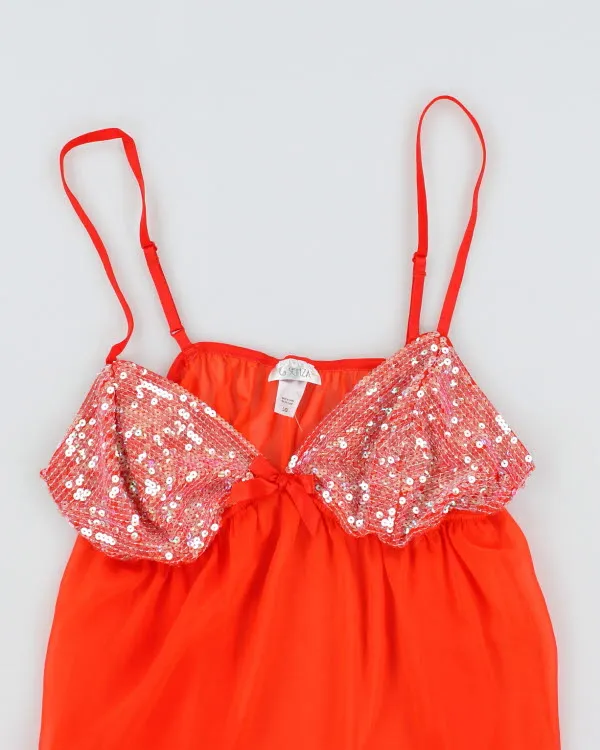 Y2k 00s La Senza Orange Mesh Sequin Cami - L sold by Rokit product image thumbnail 3