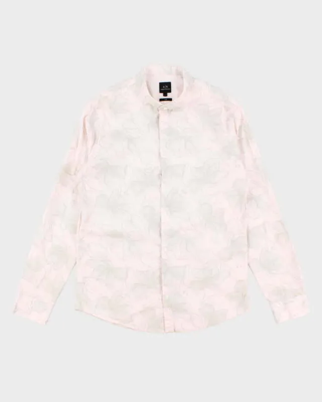 Mens Pink Floral Print Armani Exchange Shirt - L sold by Rokit