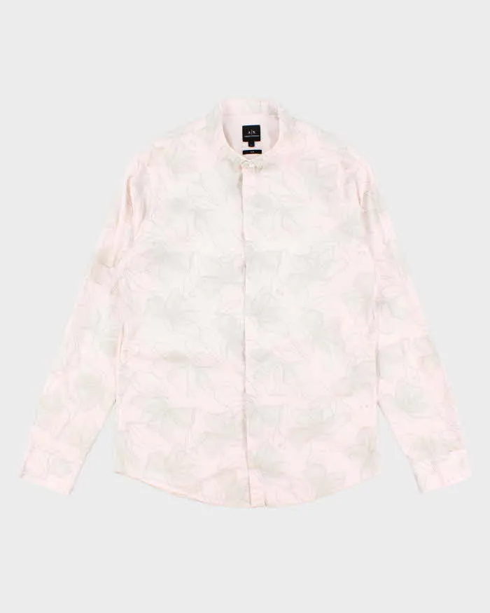Mens Pink Floral Print Armani Exchange Shirt - L sold by Rokit