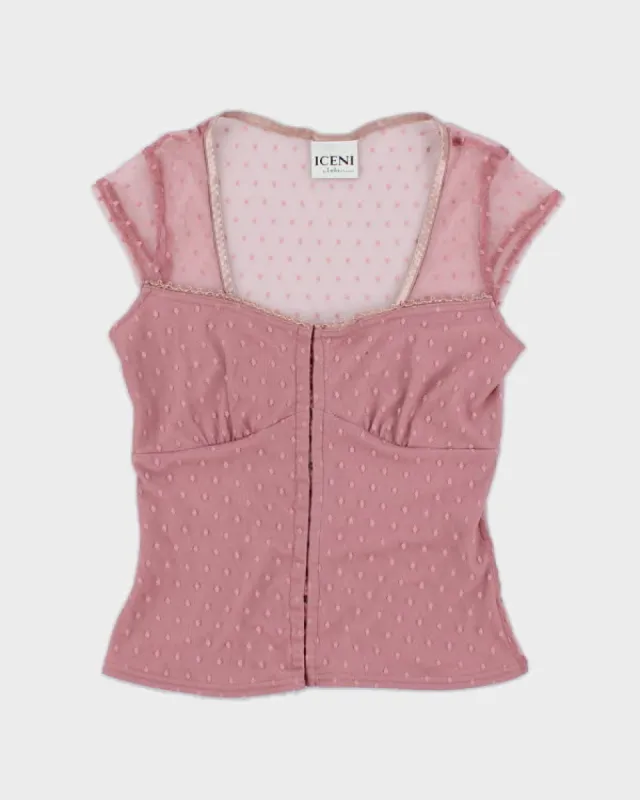 Y2k 00s Iceni Pink Polka Dot Top - XS sold by Rokit