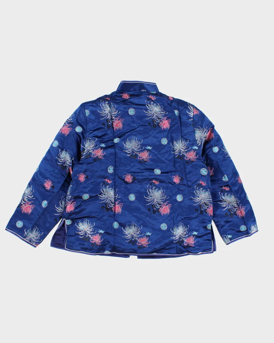 Vintage Women's Blue satin Mandarin collar Jacket - M sold by Rokit product image thumbnail 2