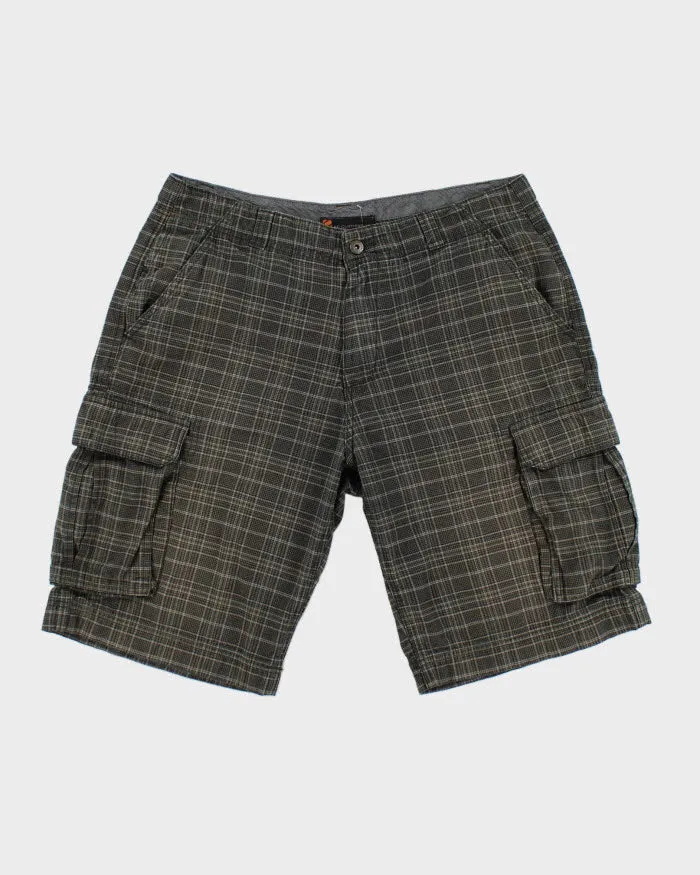 Y2K 00s Green Check Cargo Shorts - W36 sold by Rokit