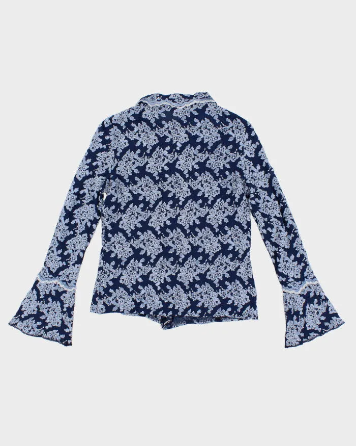 Vintage 90s Darling Textured Floral Collared Blouse - M sold by Rokit product image thumbnail 2