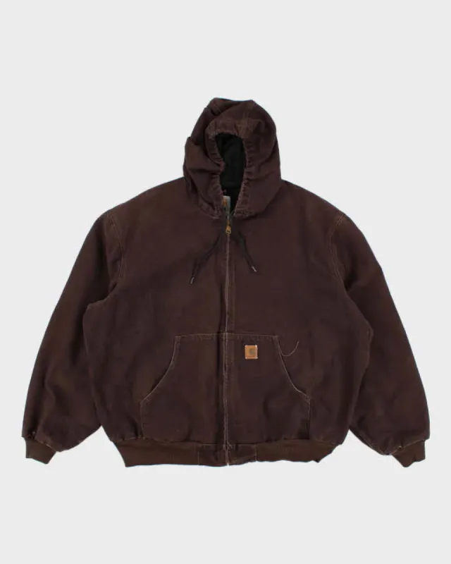 Men's Black Wallo Work Wear Hooded Zip up Jacket - S/M