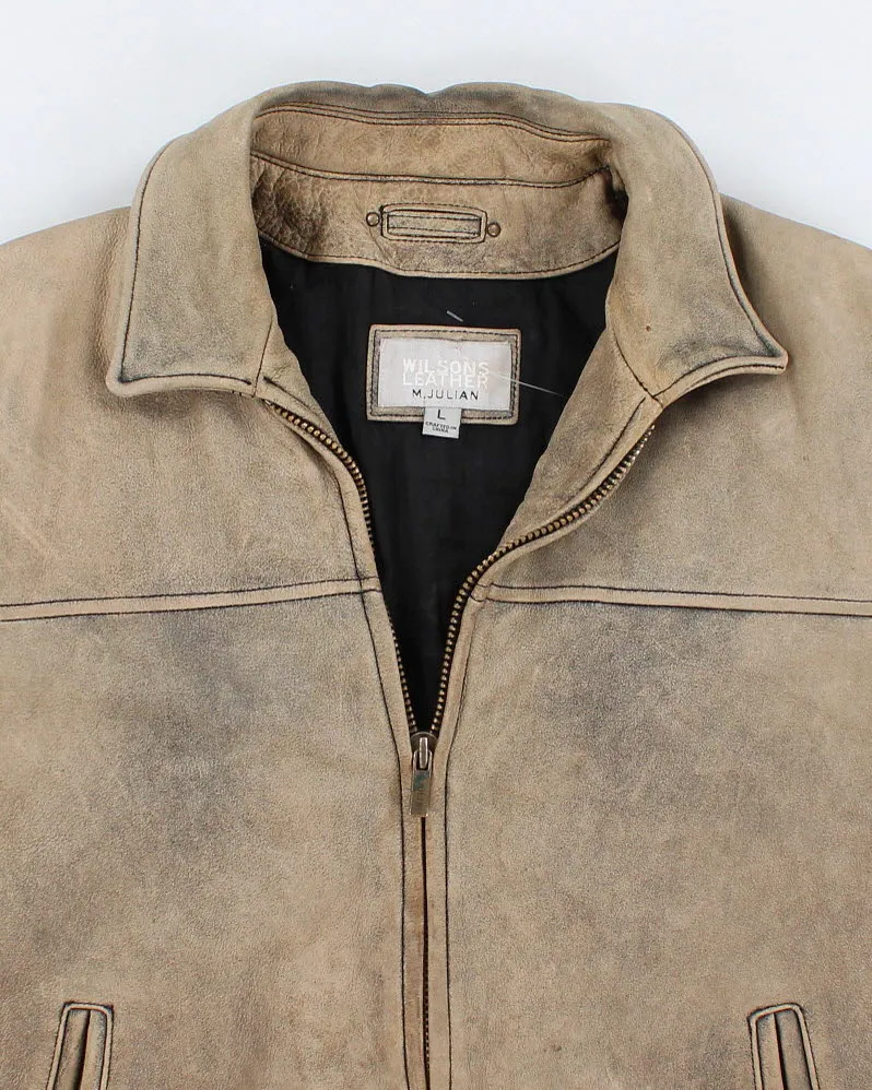 Vintage Men's Khaki Tan Leather Jacket - L sold by Rokit product image thumbnail 3