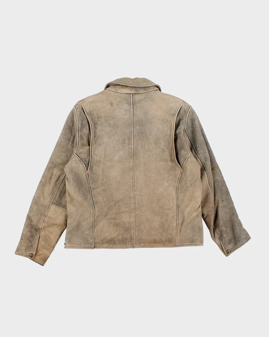Vintage Men's Khaki Tan Leather Jacket - L sold by Rokit product image thumbnail 2