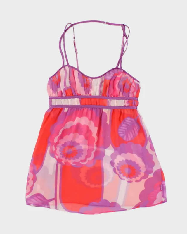 Y2k 00s La Senza Floral Mesh Cami - M sold by Rokit
