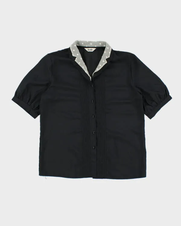 Rorie Black Pleated Shirt - M sold by Rokit