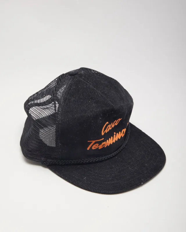 Y2k 00s Casco Terminals Black Corduroy Trucker Cap sold by Rokit