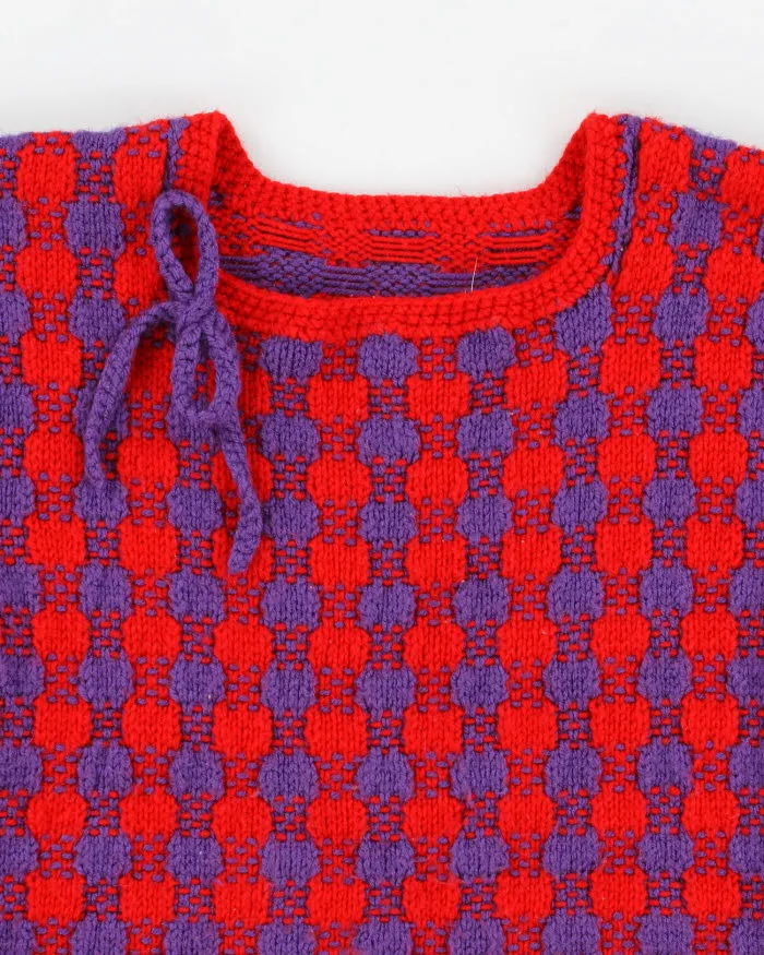 Vintage Woman's Hand Knit Checked Jumper - XS sold by Rokit product image thumbnail 3