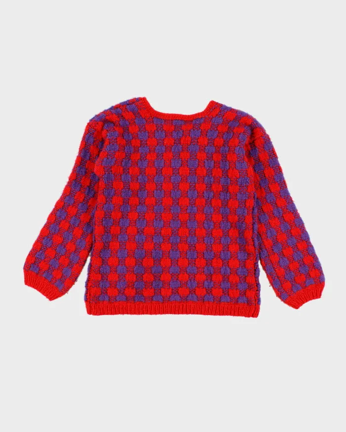 Vintage Woman's Hand Knit Checked Jumper - XS sold by Rokit product image thumbnail 2