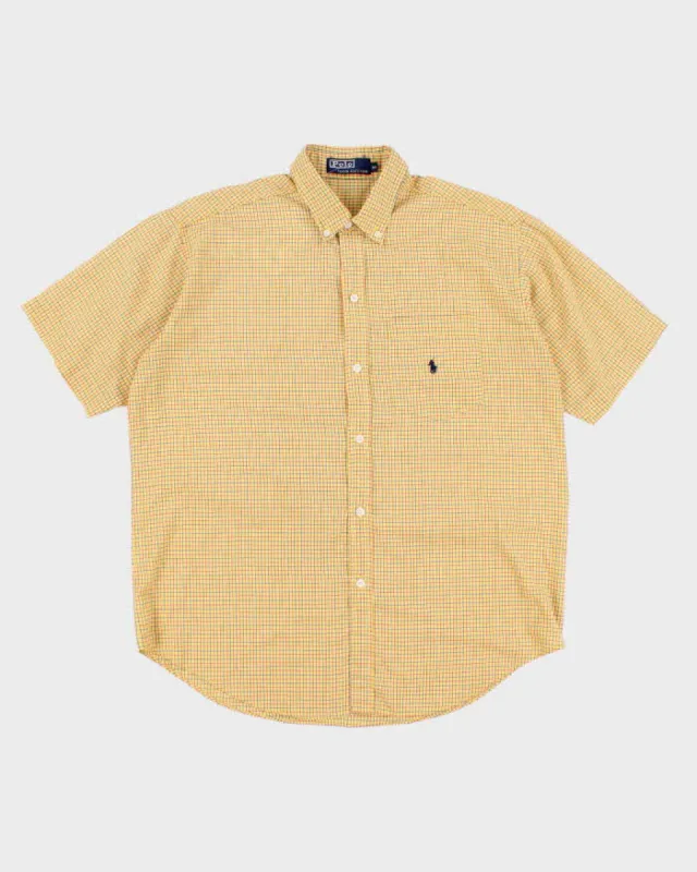 Vintage Men's Yellow checked Ralph Lauren Button Up Shirt - L sold by Rokit