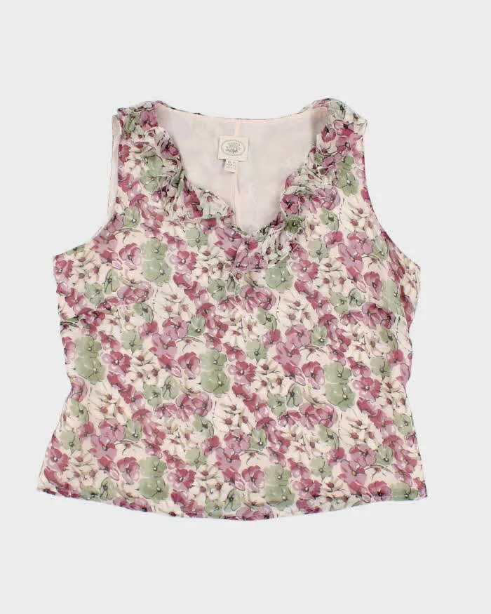 Vintage 90s Laura Ashley Floral Ruffle Silk Top - M sold by Rokit