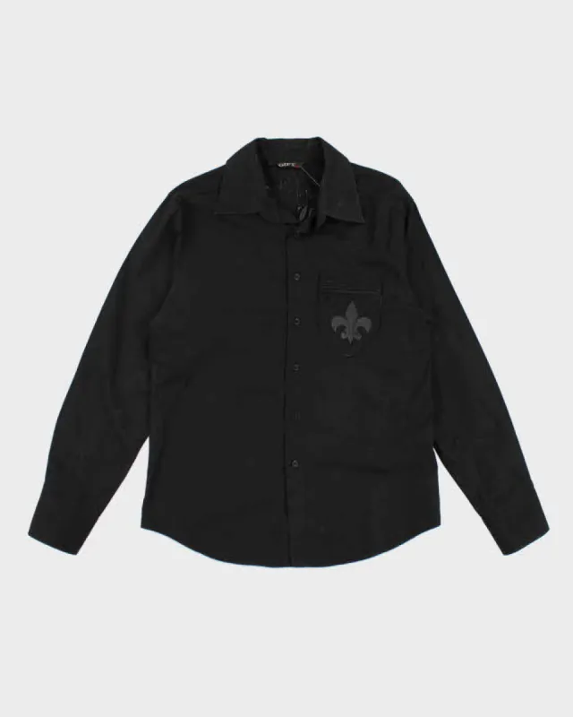 Y2k 00s Gift Black Embroidered Shirt - XXL sold by Rokit