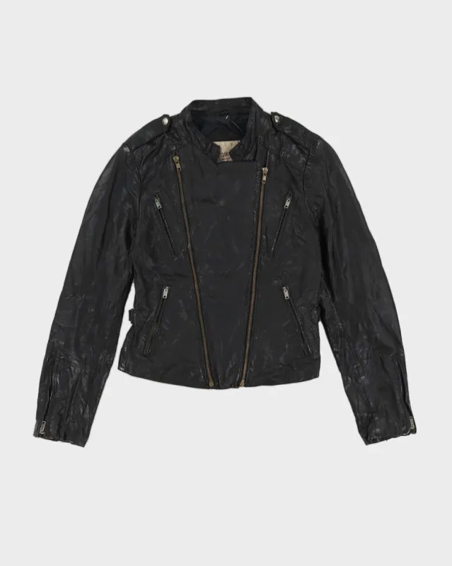 1990s Black Leather Zip Jacket - XS sold by Rokit