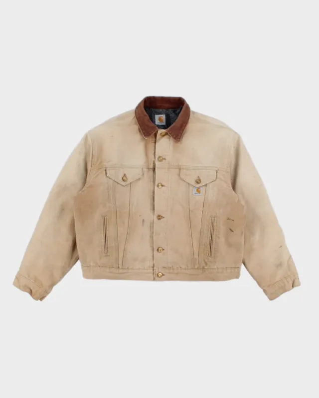 Vintage Carhartt Fleece Lined Faded Beige Workwear Jacket - XXXL sold by Rokit