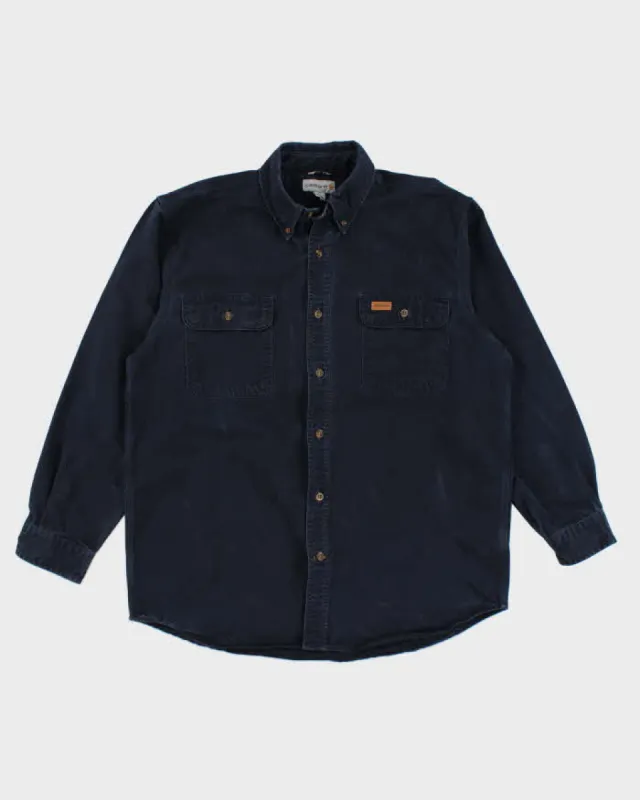 Carhartt Dark Denim Long Sleeve Shirt - L sold by Rokit