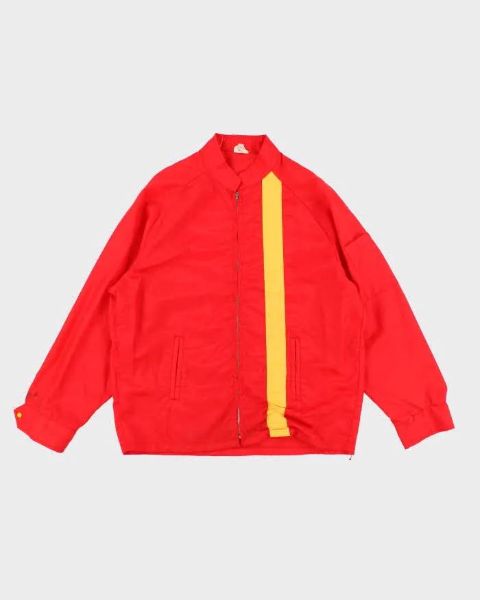 60s Vintage Men's Red tripped Racing Jacket - L sold by Rokit