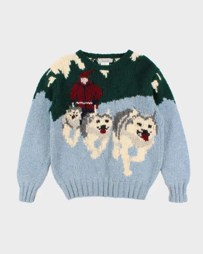 Mens Husky Print Wool Knit Sweater - L sold by Rokit