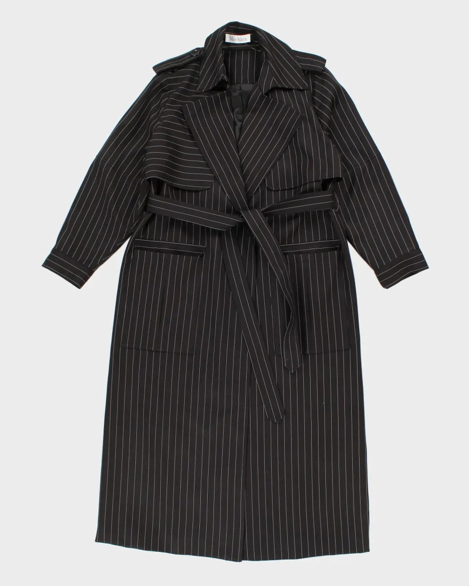 Vintage 00s Max Mara Women's Navy Stripe Coat - S sold by Rokit