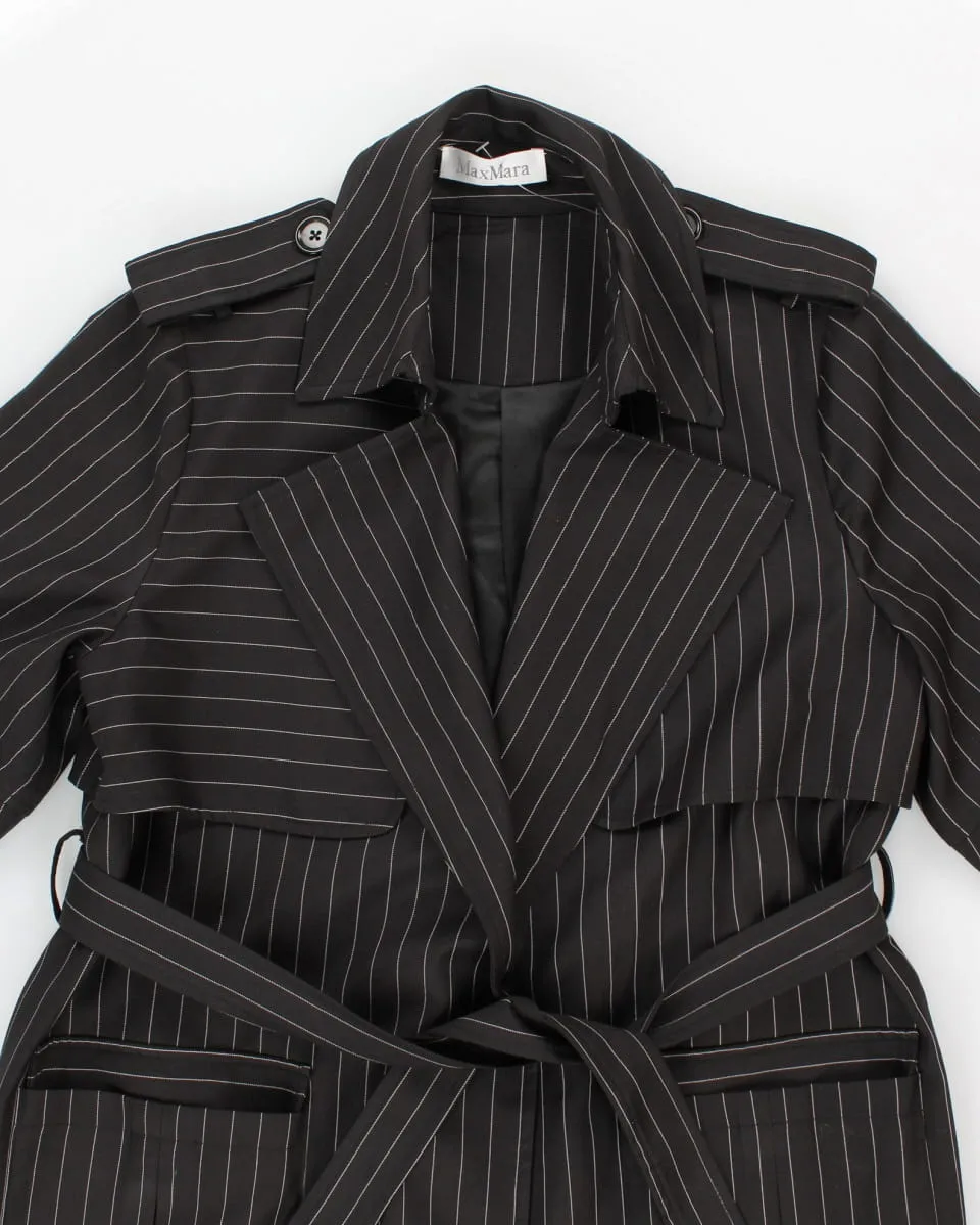 Vintage 00s Max Mara Women's Navy Stripe Coat - S sold by Rokit product image thumbnail 3