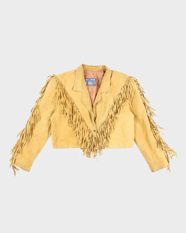 Vintage Yellow Suede Fringed Jacket - L sold by Rokit