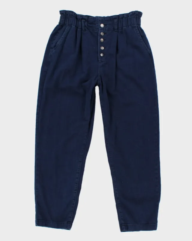 Women's Navy Paper bag Waist Trousers - W32 L26 sold by Rokit