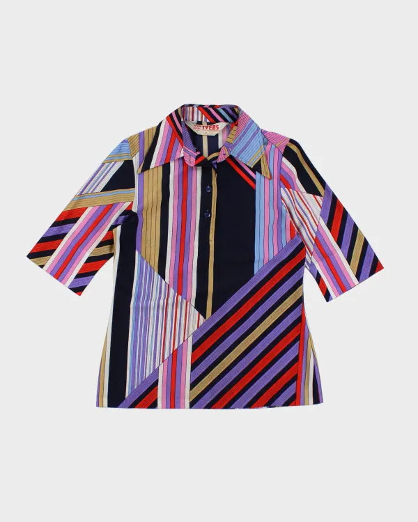 Vintage 70s Stripe 3/4 Sleeve Top - M sold by Rokit